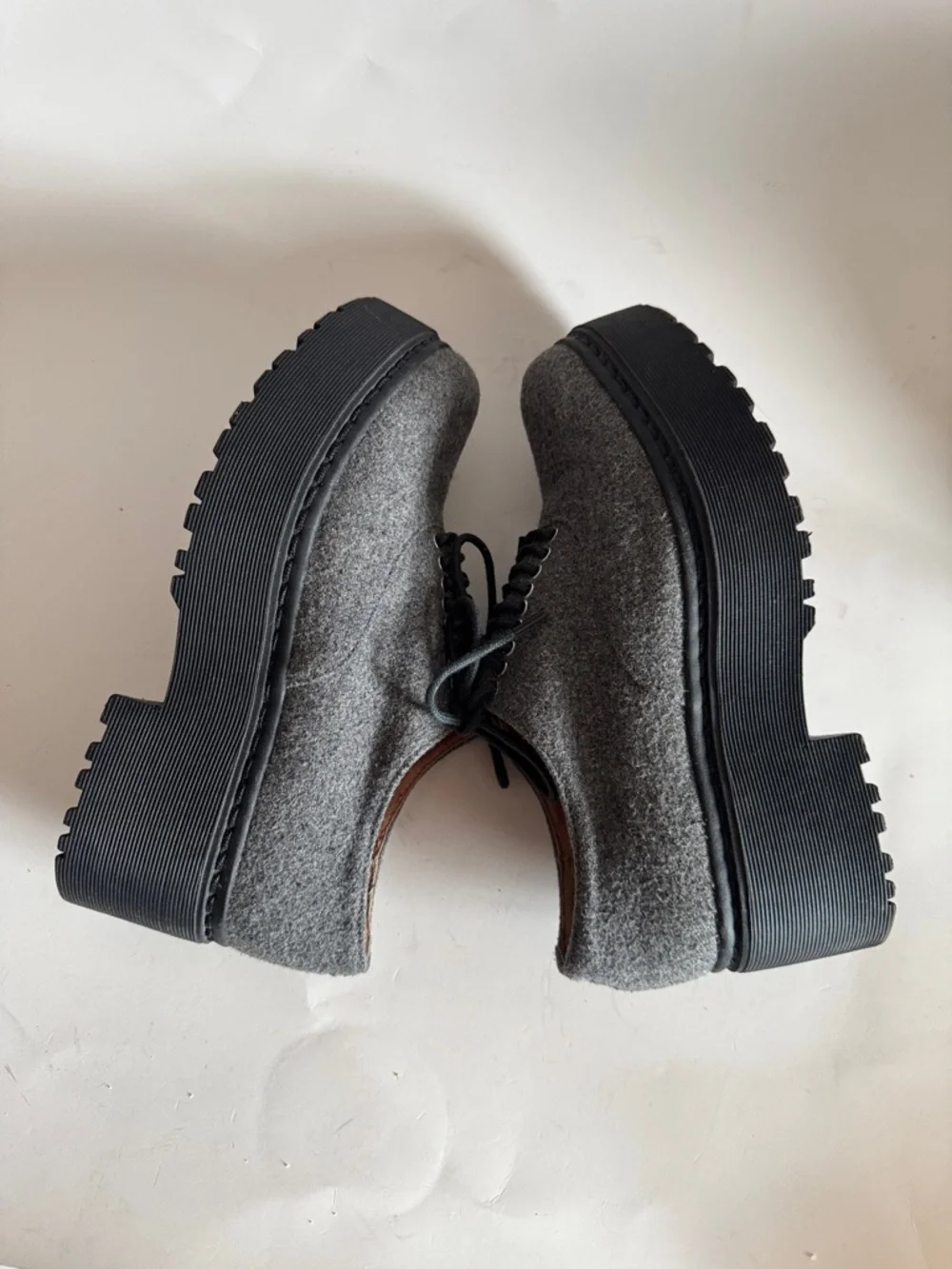 Jeffrey Campbell Baird Gray Platform Lug Sole Punk Oxford Lace-up Shoes size 7
